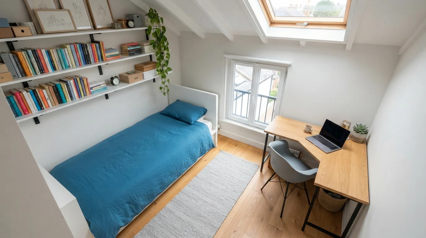Crisp Attic Retreat — small bedroom painted in Sweet Vanilla