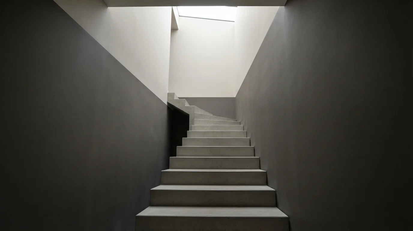Sculptural Gray Ascendance — gray staircase painted in Softened Coal