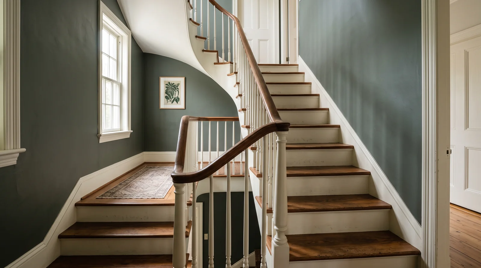 deep green statement stairwells — trending staircase colors 2026