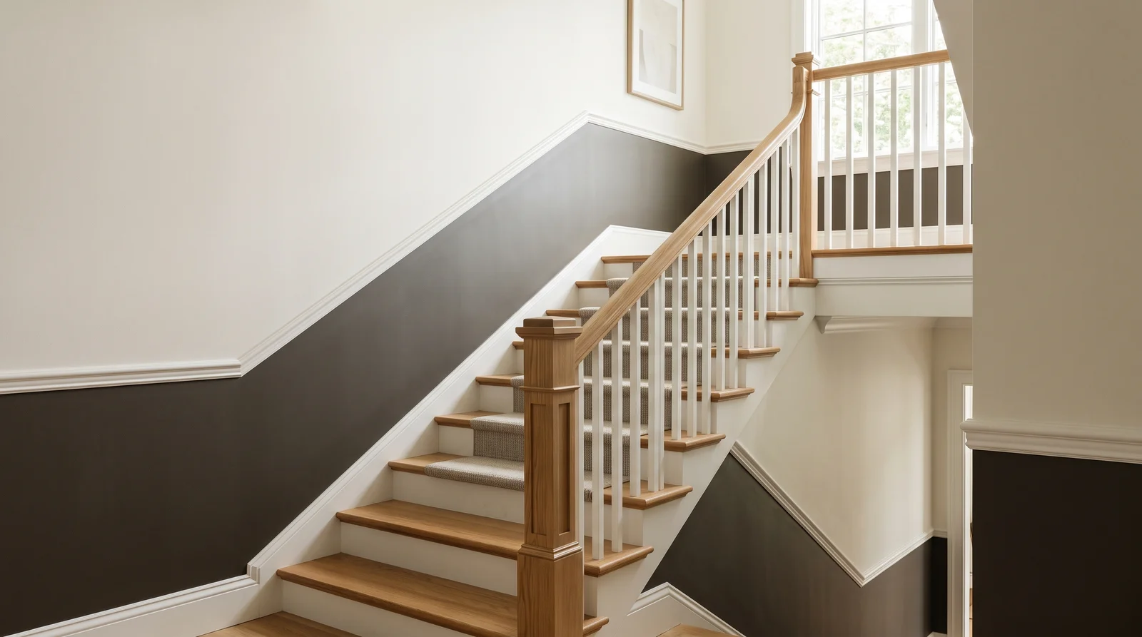 Pale Oak Two-Tone — staircase painted in Pale Oak