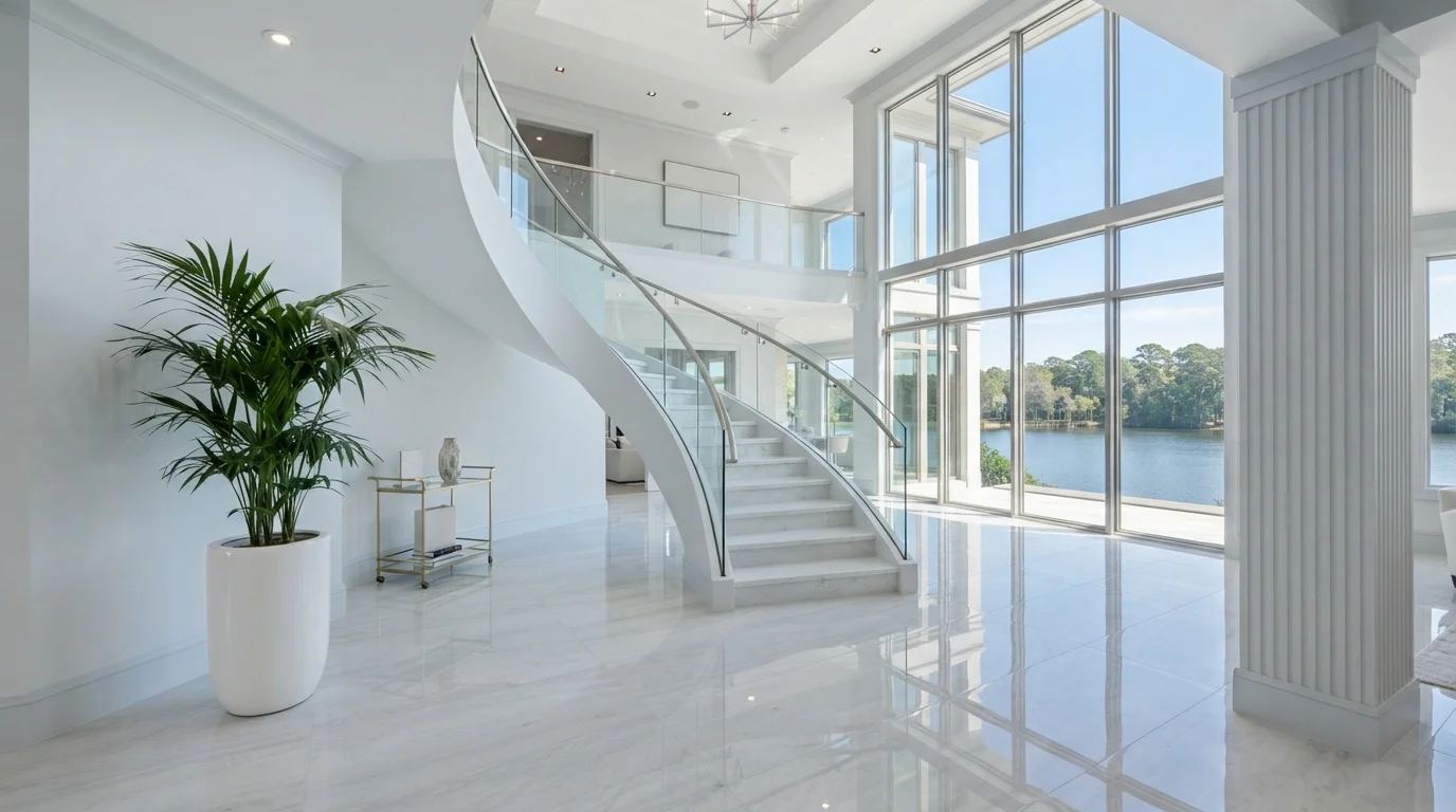 white staircase color idea — Calla Lily · PPG / Glidden