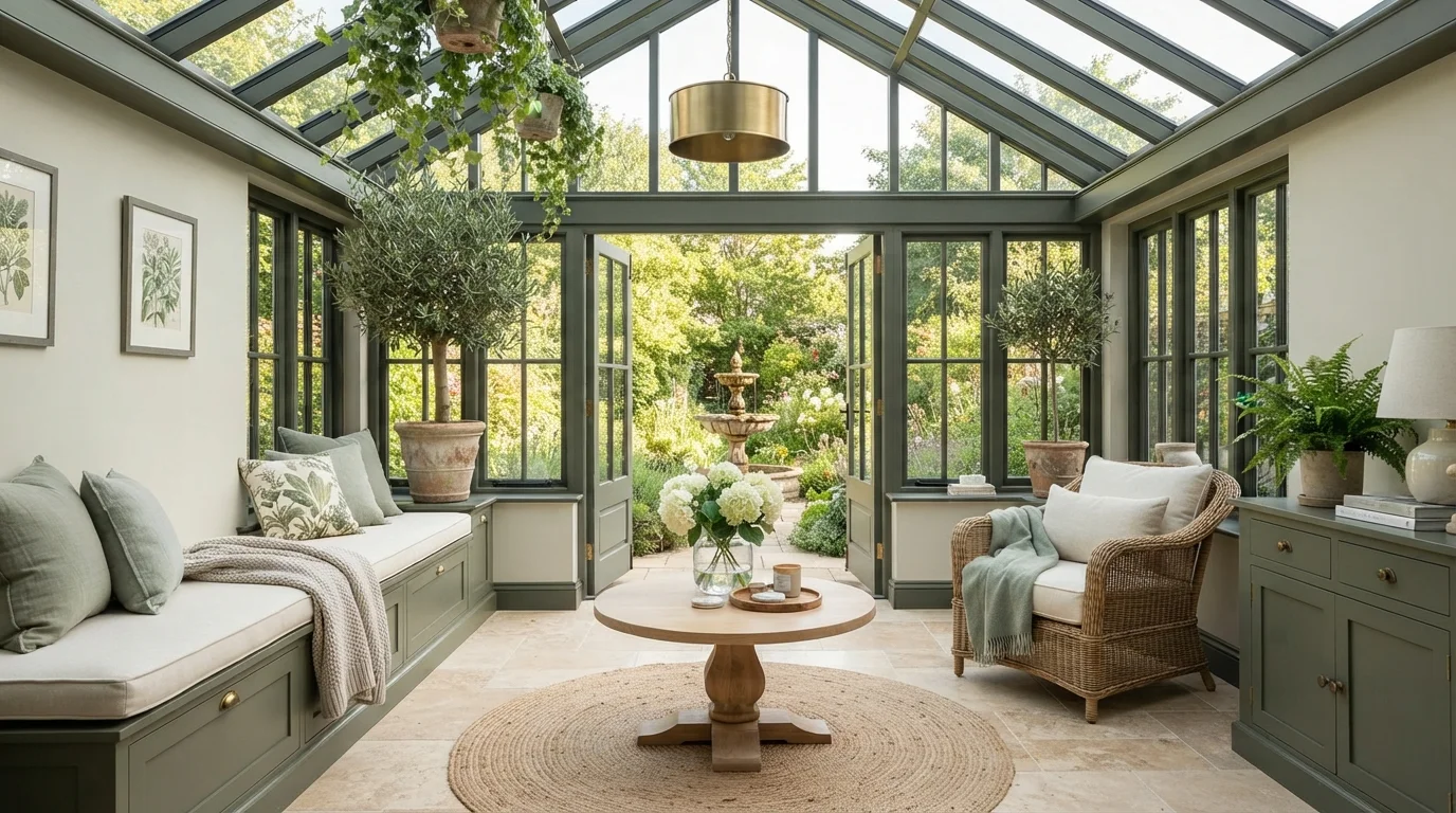 green sunroom color idea — Saturnia · Diamond Vogel