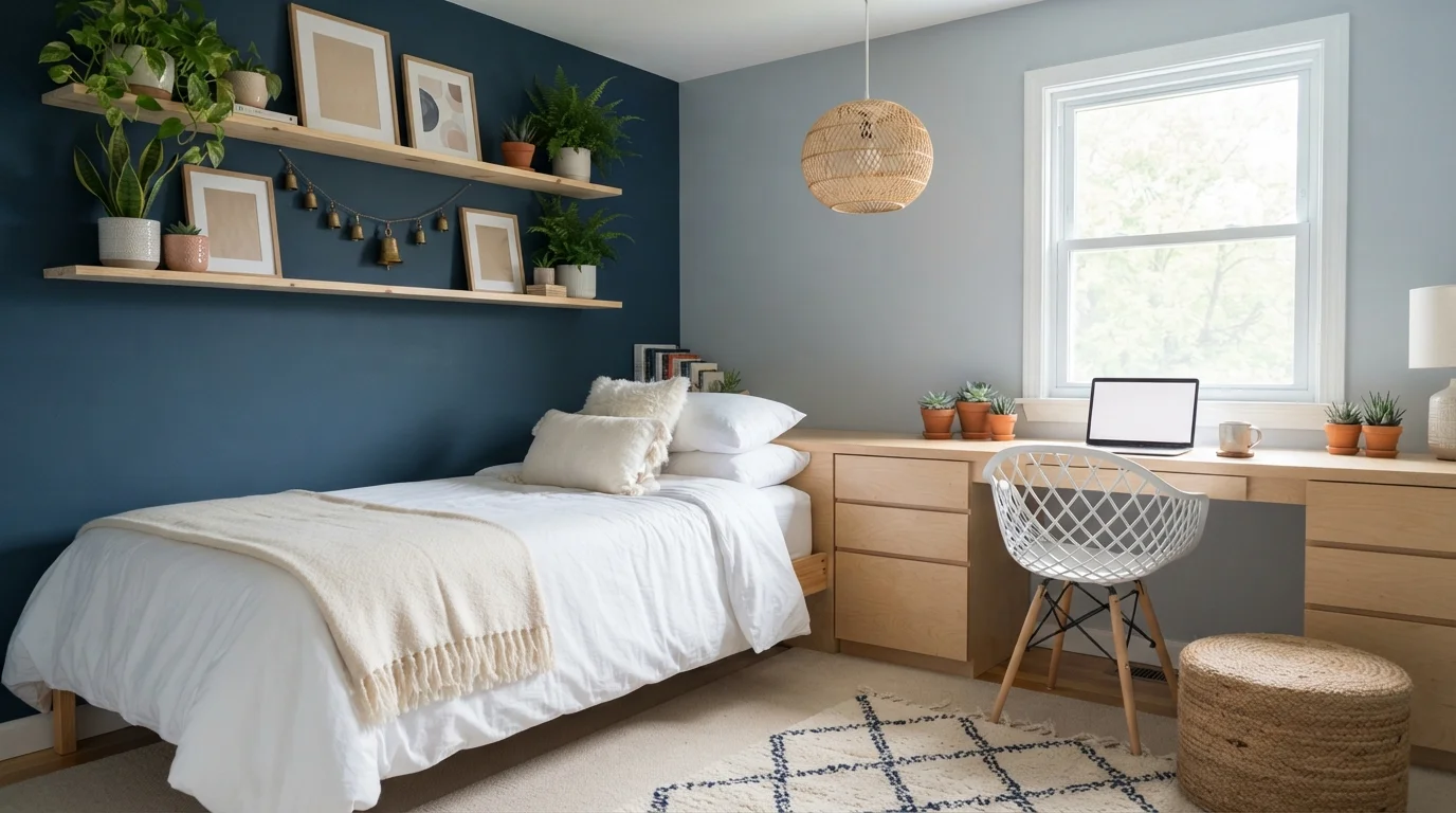 Midnight Indigo Haven — blue teen room painted in Marine Blue