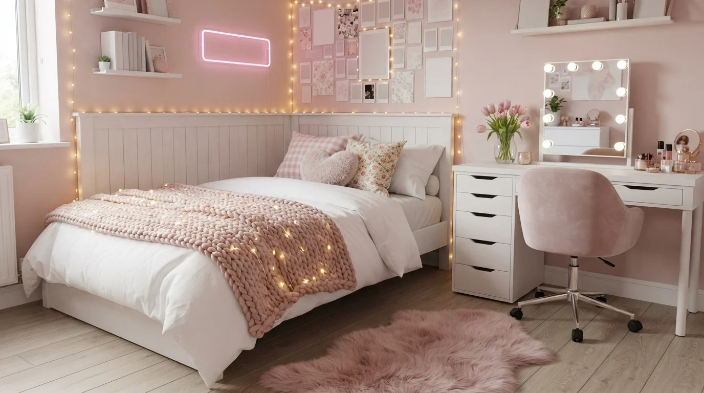 Blush Neon Glow — pink teen room painted in Pink Pail