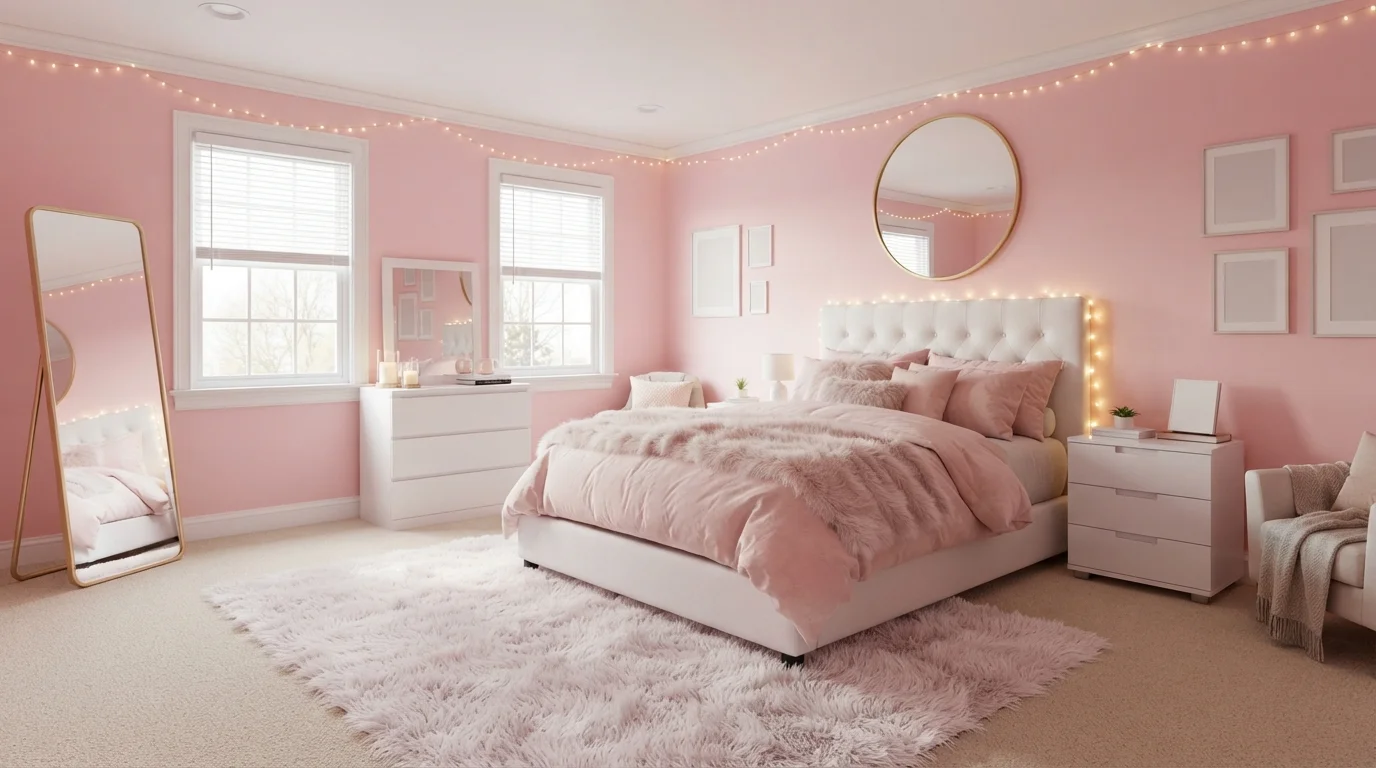 Fairy Light Blush — pink teen room painted in A Lot of Love