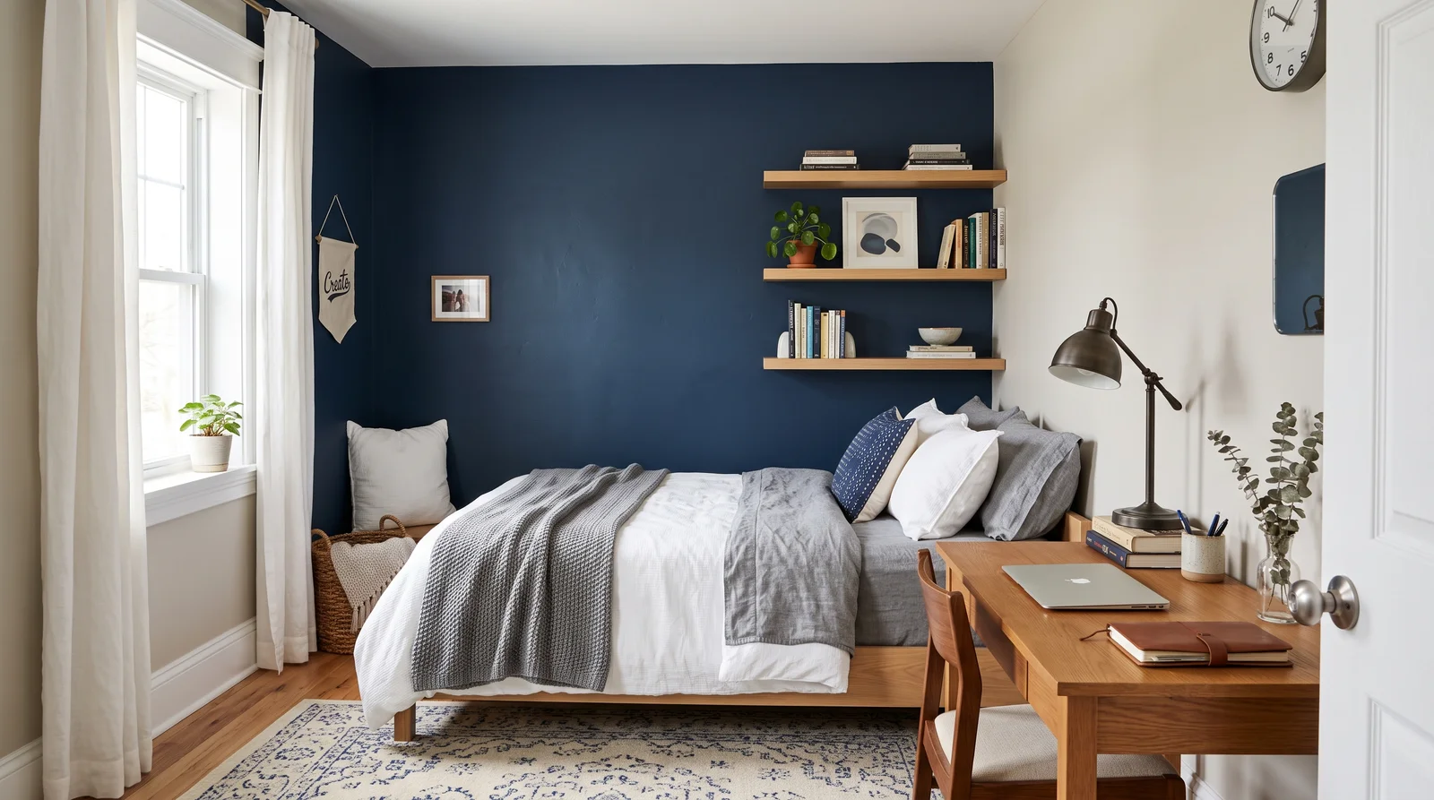 the dark headboard wall — trending teen room colors 2026