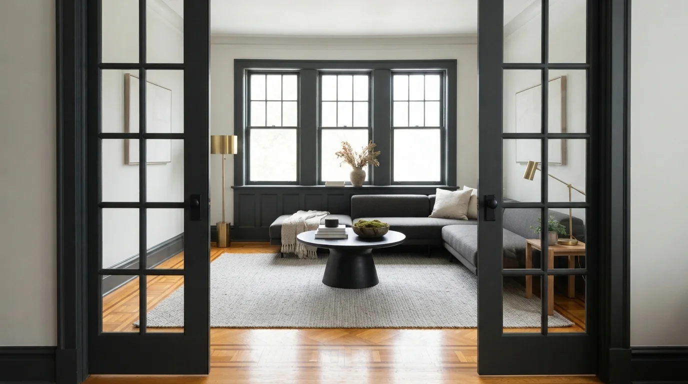 Charcoal Contrast Parlor — black trim painted in Inkwell