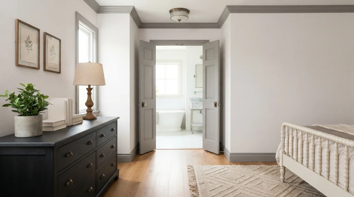 Soft Gray Trim — gray trim painted in Pewter Cast