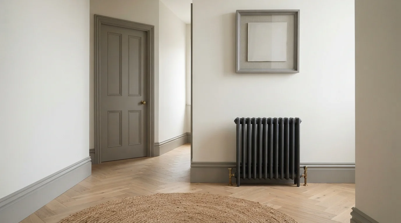 Muted Greige Architectural Trim — gray trim painted in Promising Gray