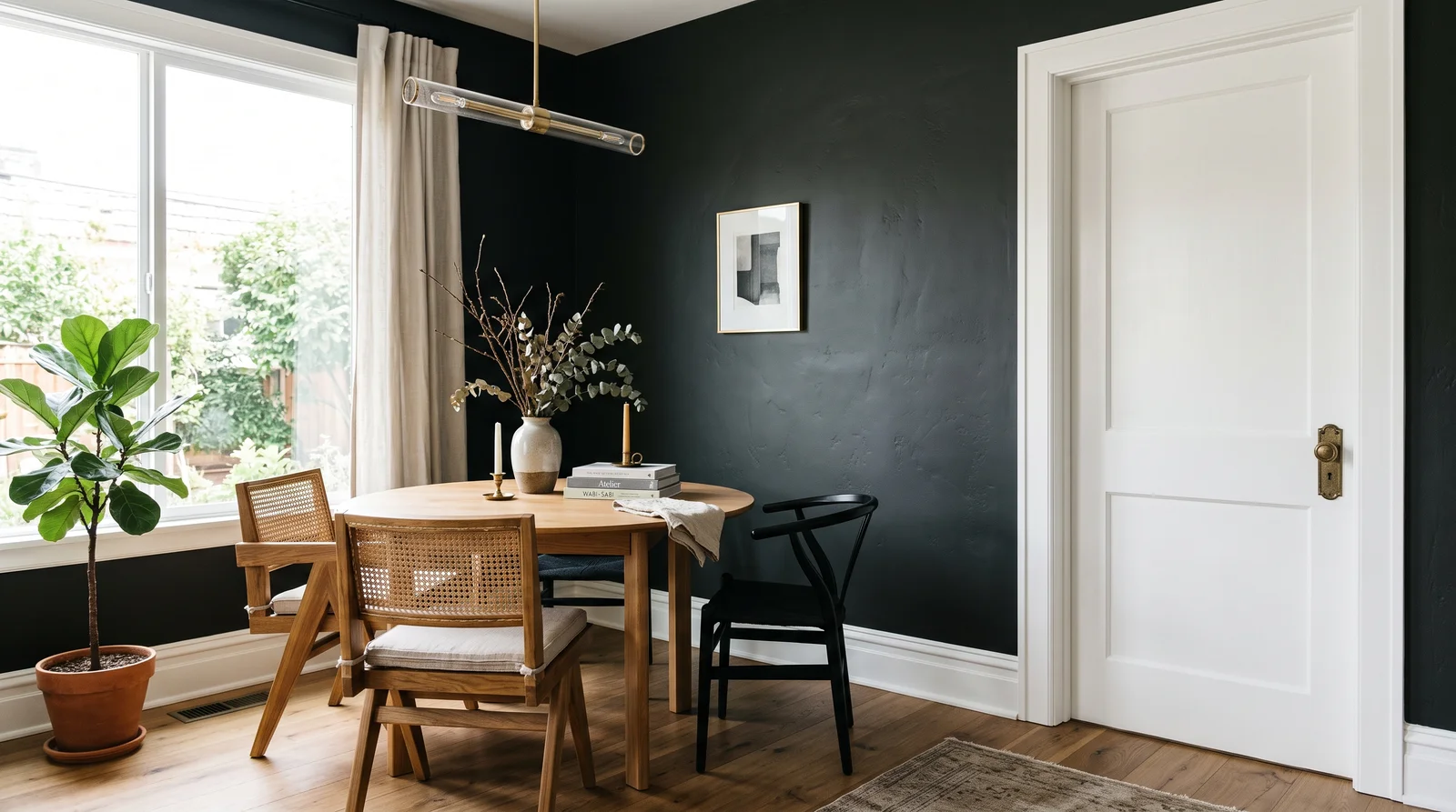 Moody Walls, Crisp Edges — trim painted in Chantilly Lace