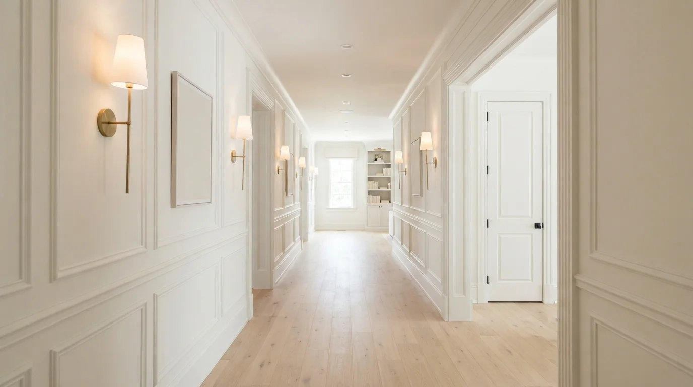 Warm White Elegance — white trim painted in Ultra Pure White