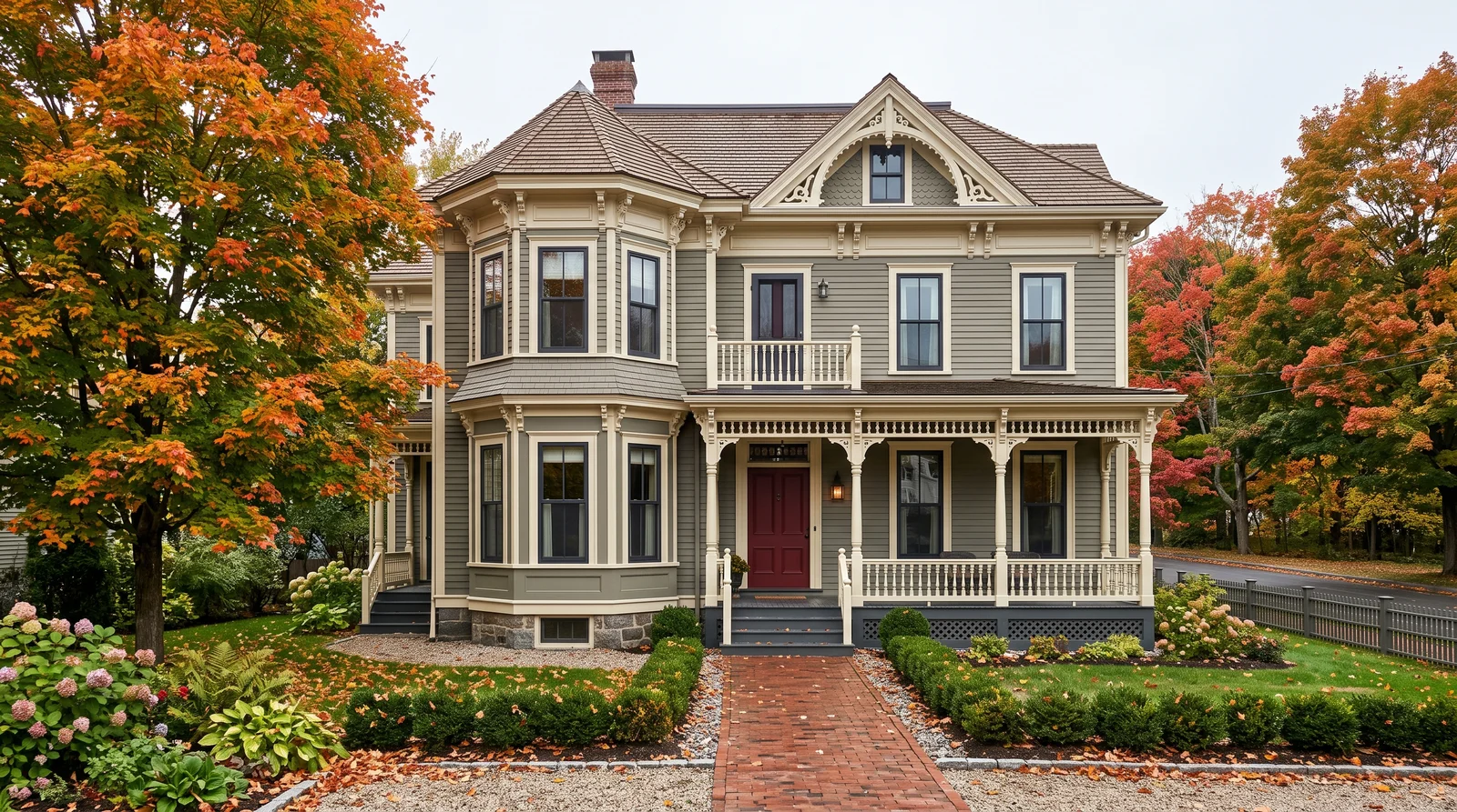 Historic Muted Earth — victorian exterior painted in Sag Harbor Gray