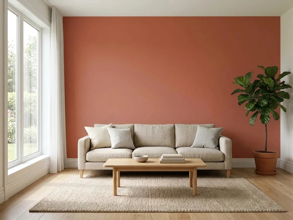 Behr Sunset Orange in a accent wall