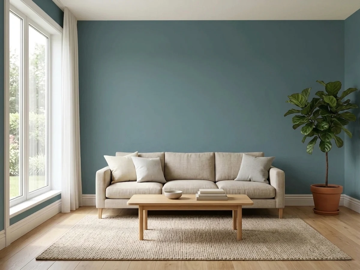 Benjamin Moore Aegean Teal in a accent wall