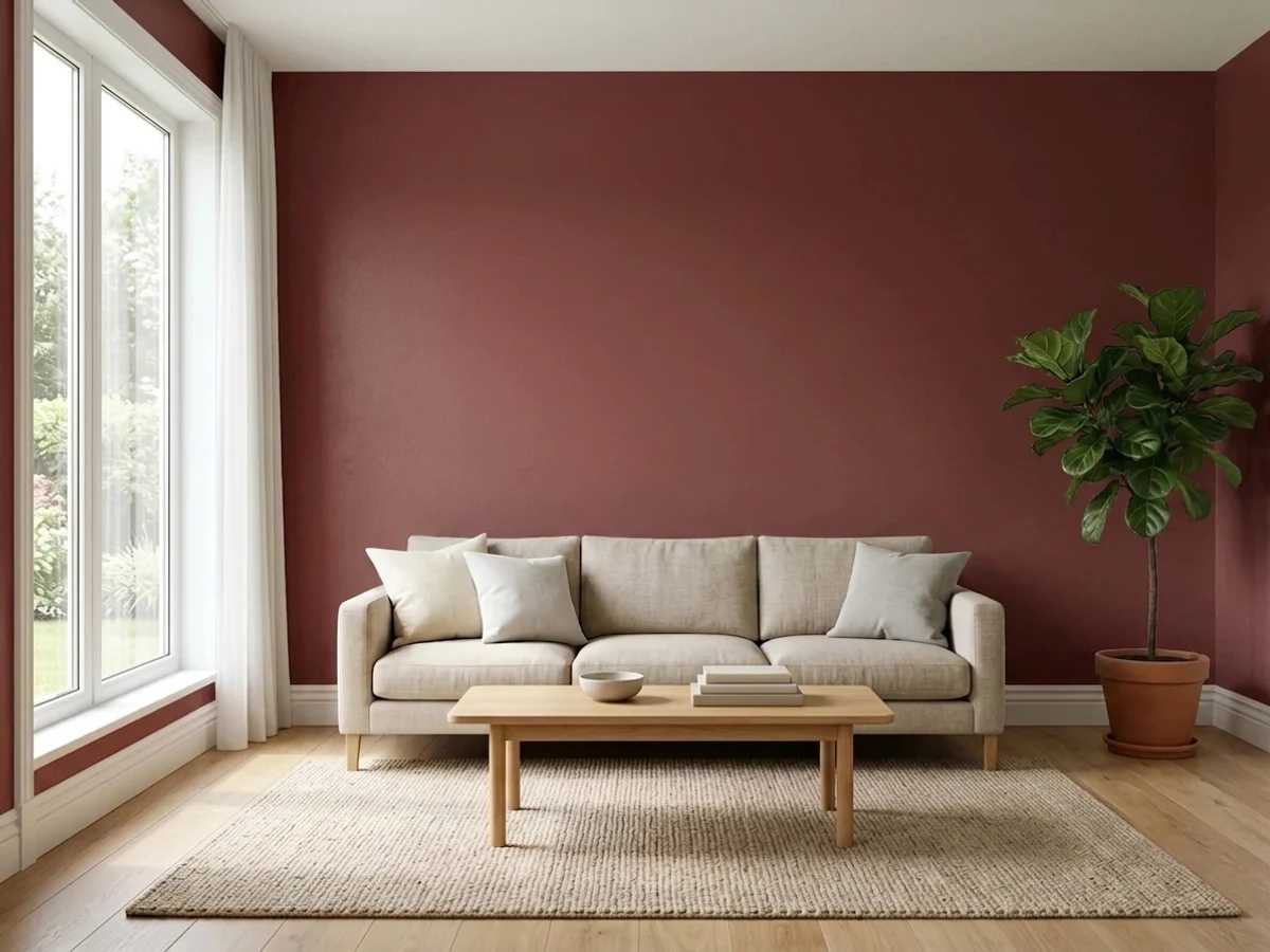 Benjamin Moore Barn Red in a accent wall