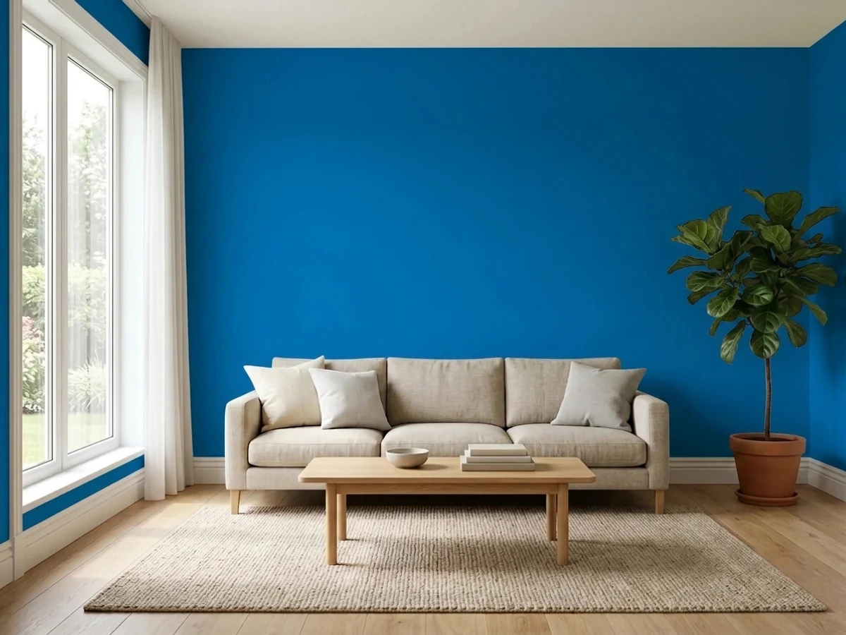 Benjamin Moore Brilliant Blue in a accent wall