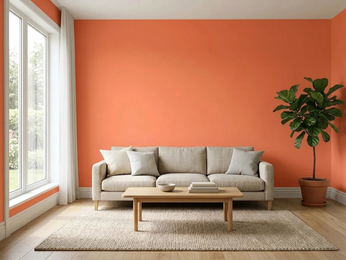 Dunn-Edwards OK Coral in a accent wall