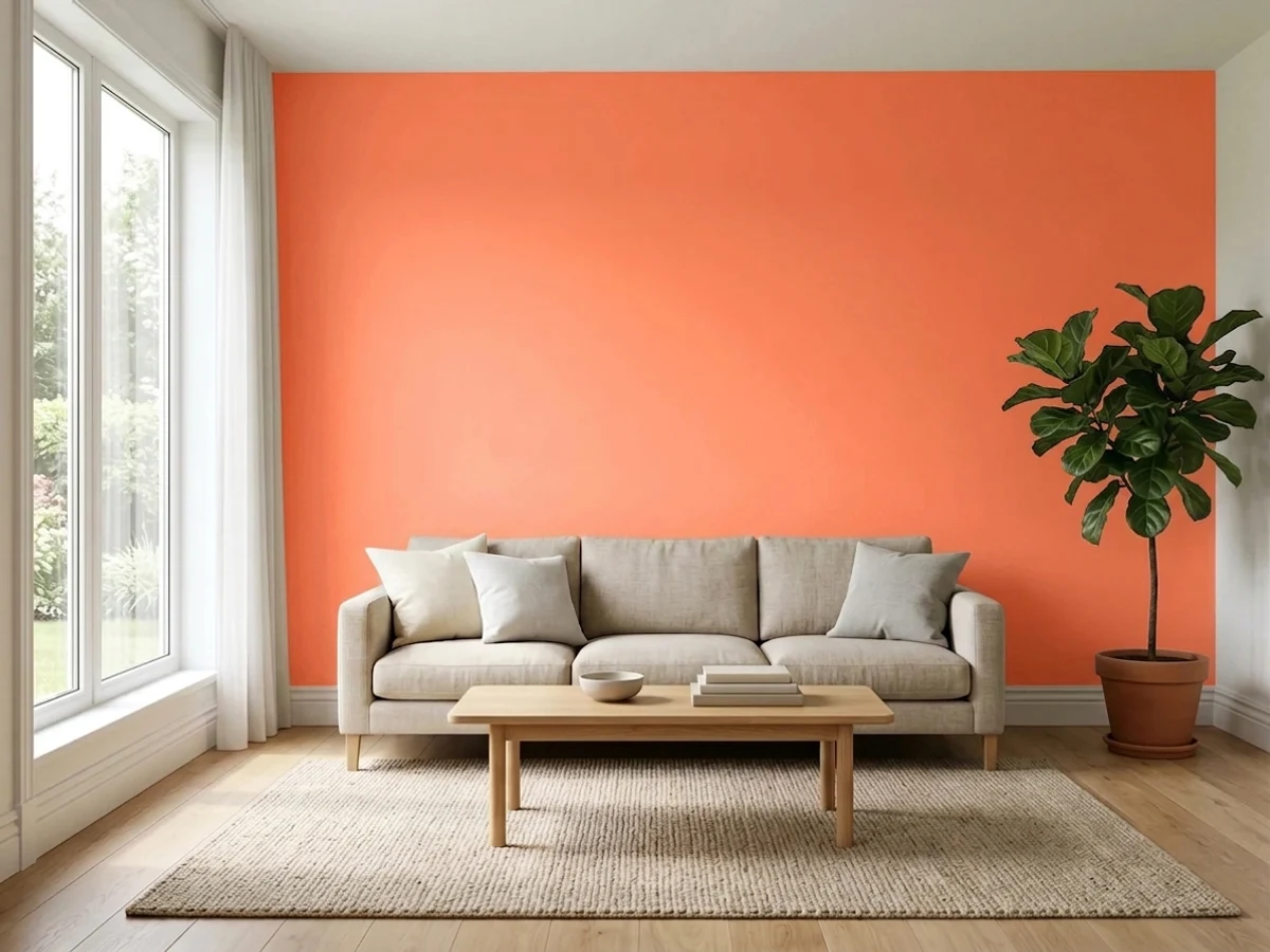 Sherwin-Williams Jazz Age Coral in a accent wall