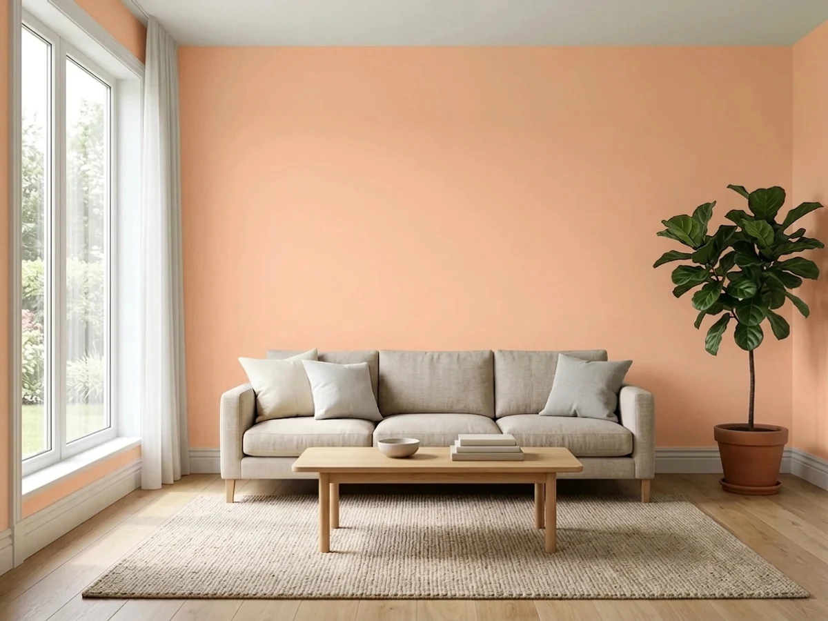 Sherwin-Williams Peach Fuzz in a accent wall