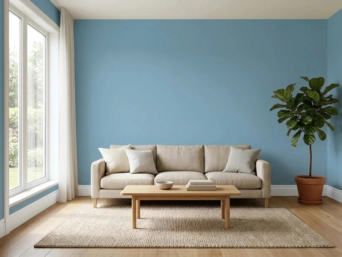 Sherwin-Williams Resolute Blue in a accent wall