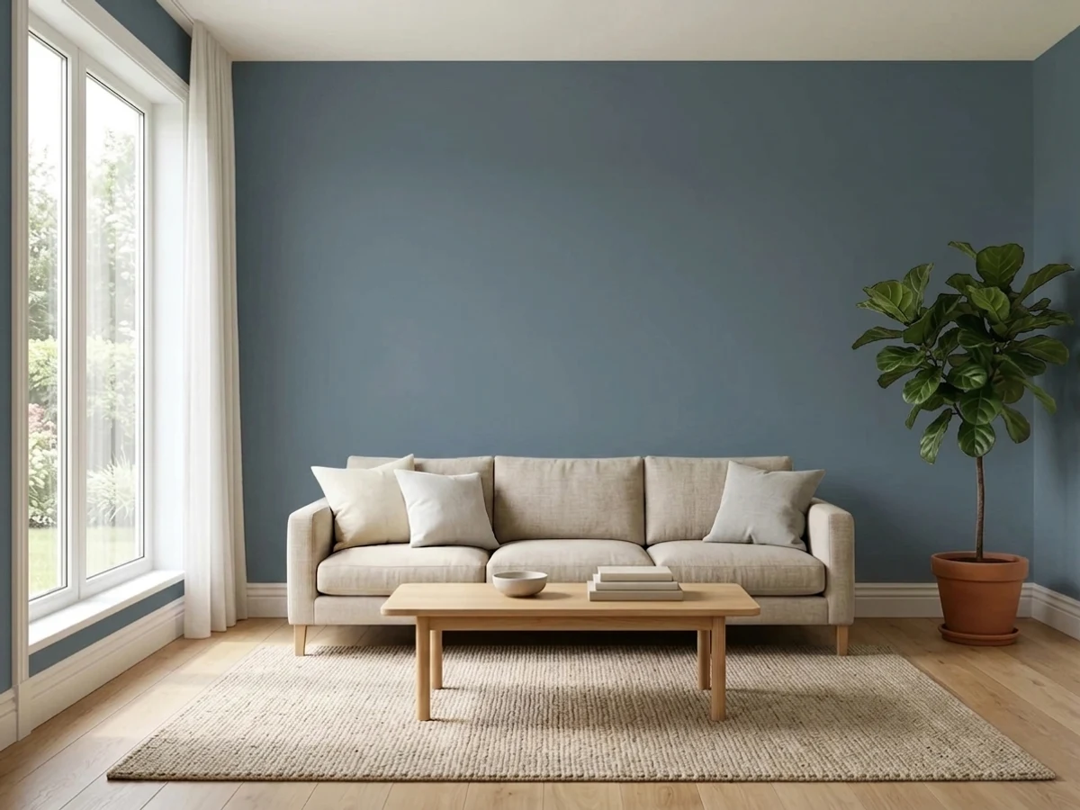 Sherwin-Williams Smoky Blue in a accent wall