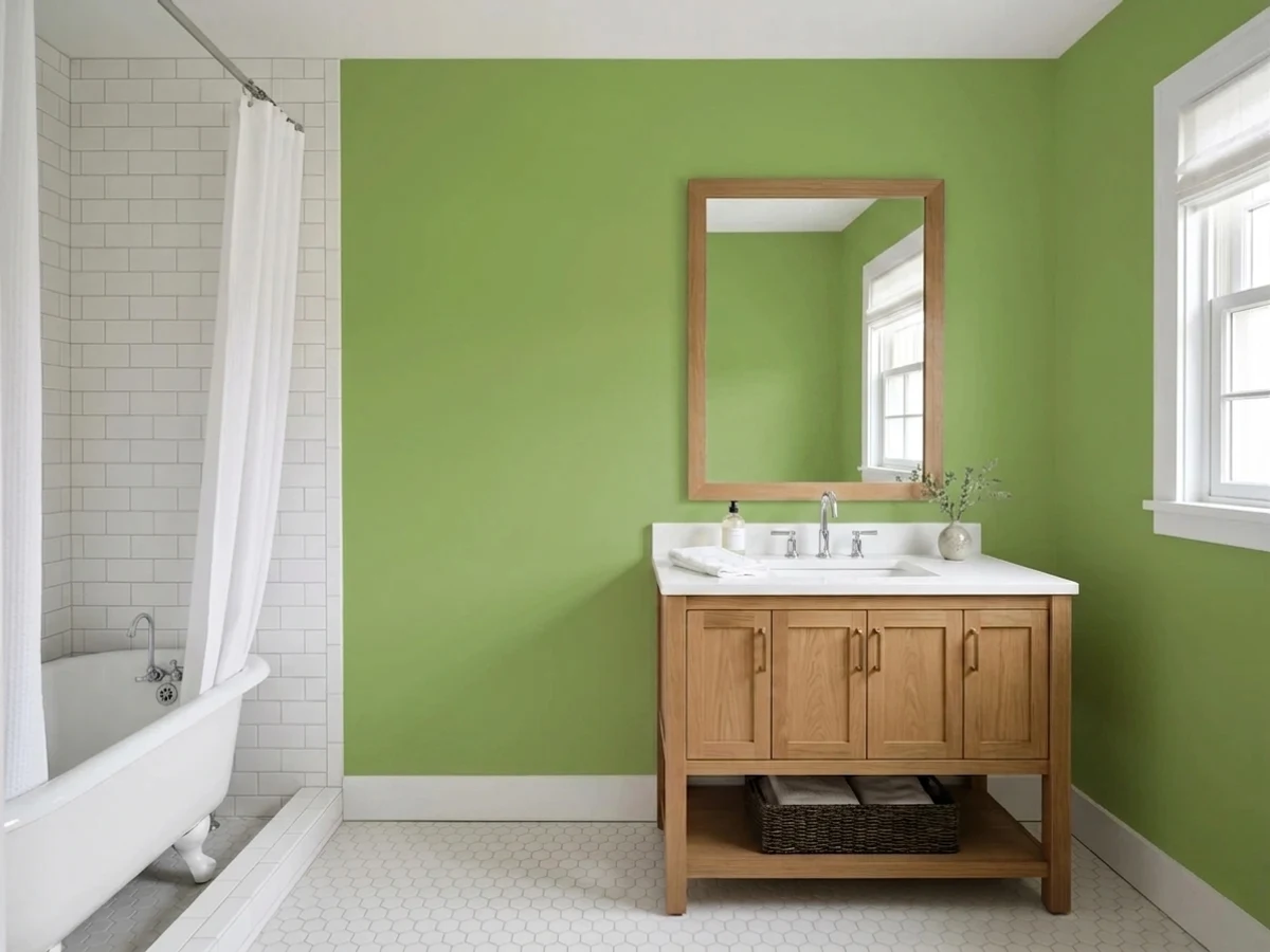 Behr Garden Greenery in a bathroom