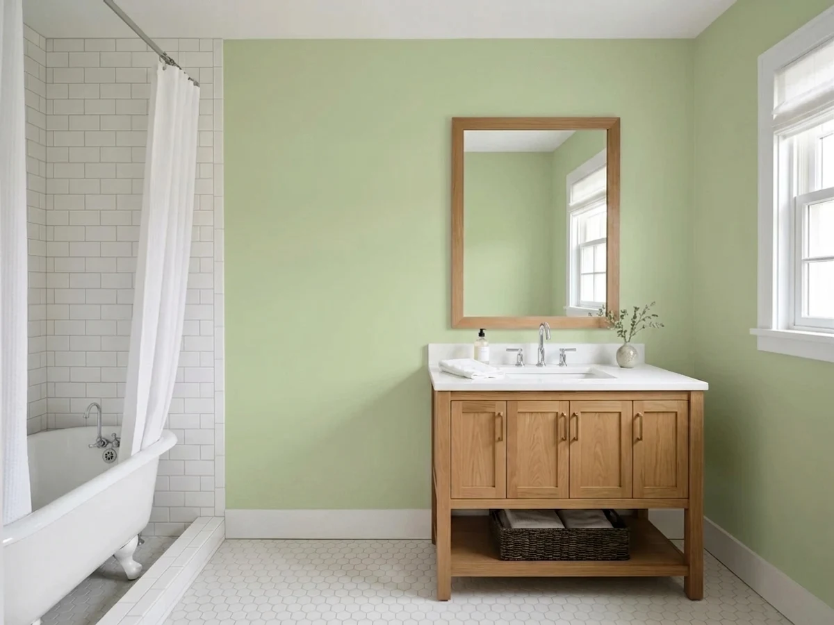 Behr Sage Brush in a bathroom