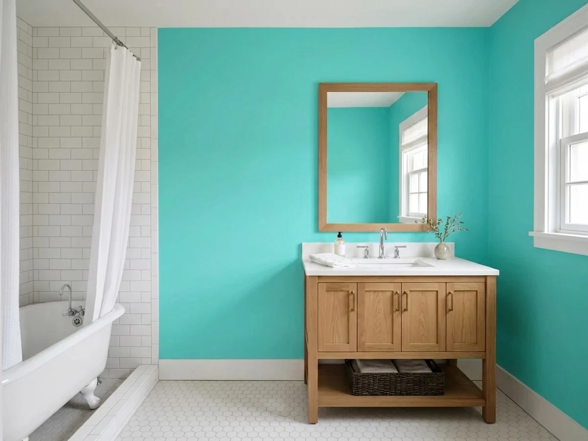 Behr Turquoise in a bathroom