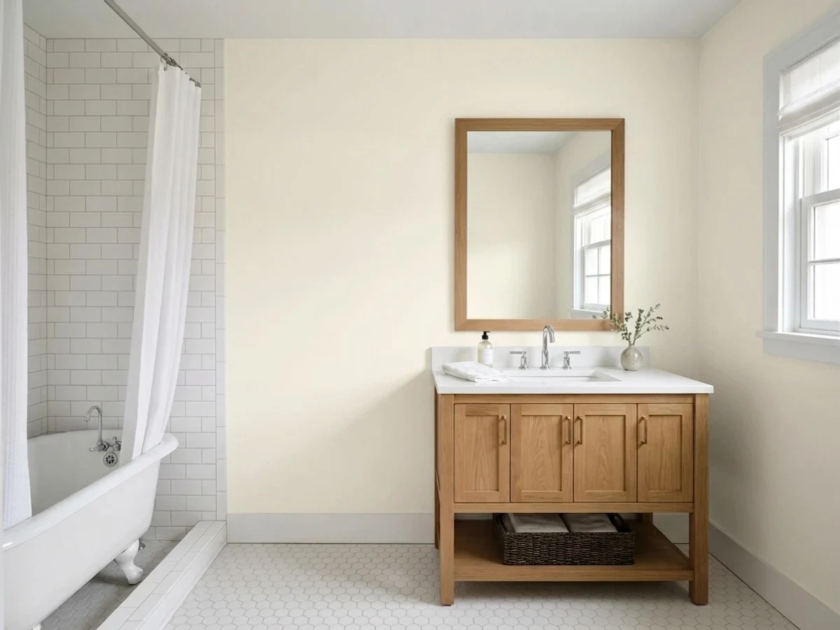 Benjamin Moore Decorator's White in a bathroom