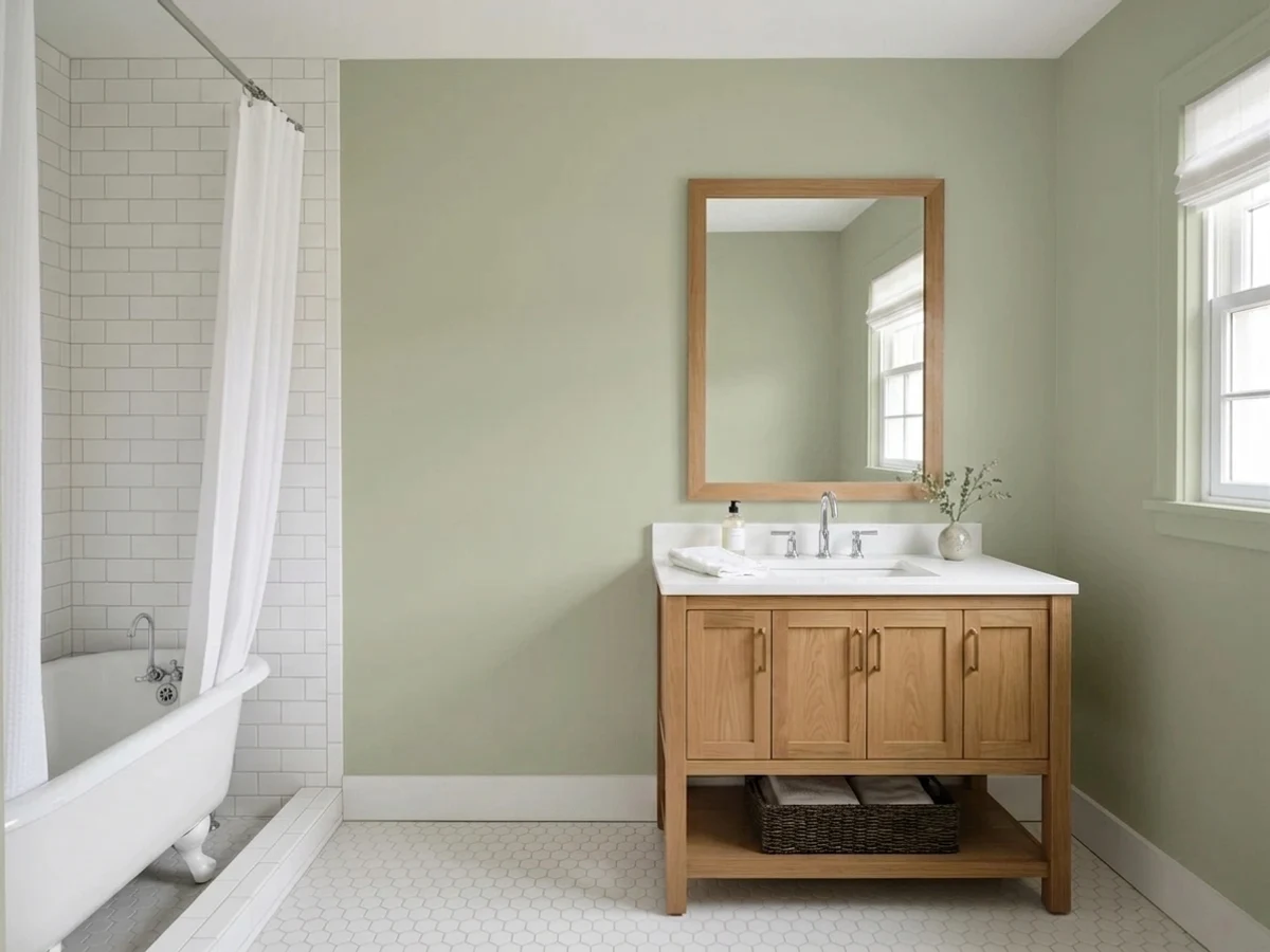 Benjamin Moore Guilford Green in a bathroom