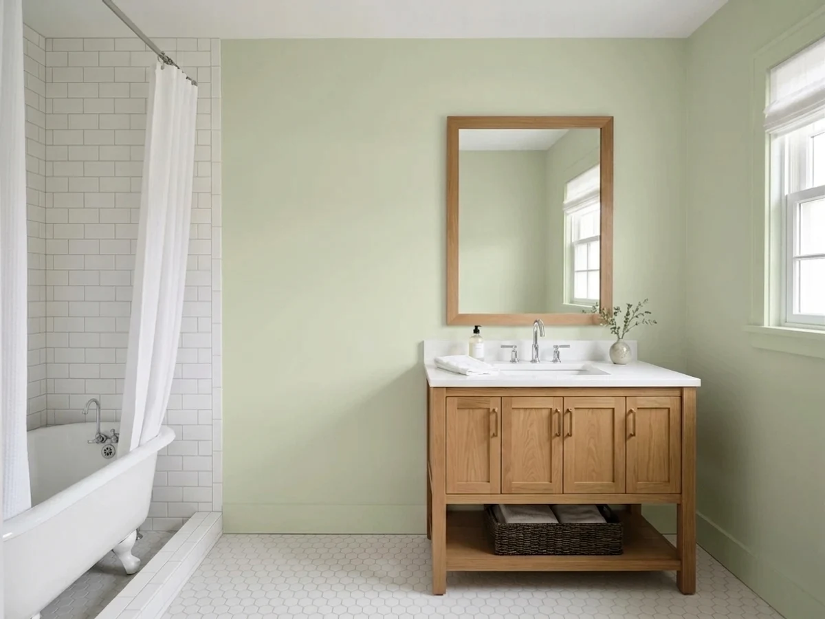 Benjamin Moore Hancock Green in a bathroom