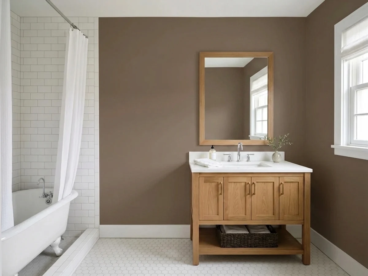 Benjamin Moore Mustang in a bathroom