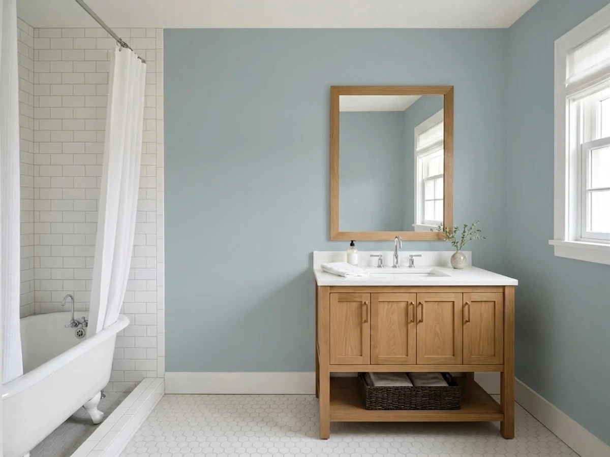 Wedgewood Gray — teal bathroom painted in Wedgewood Gray