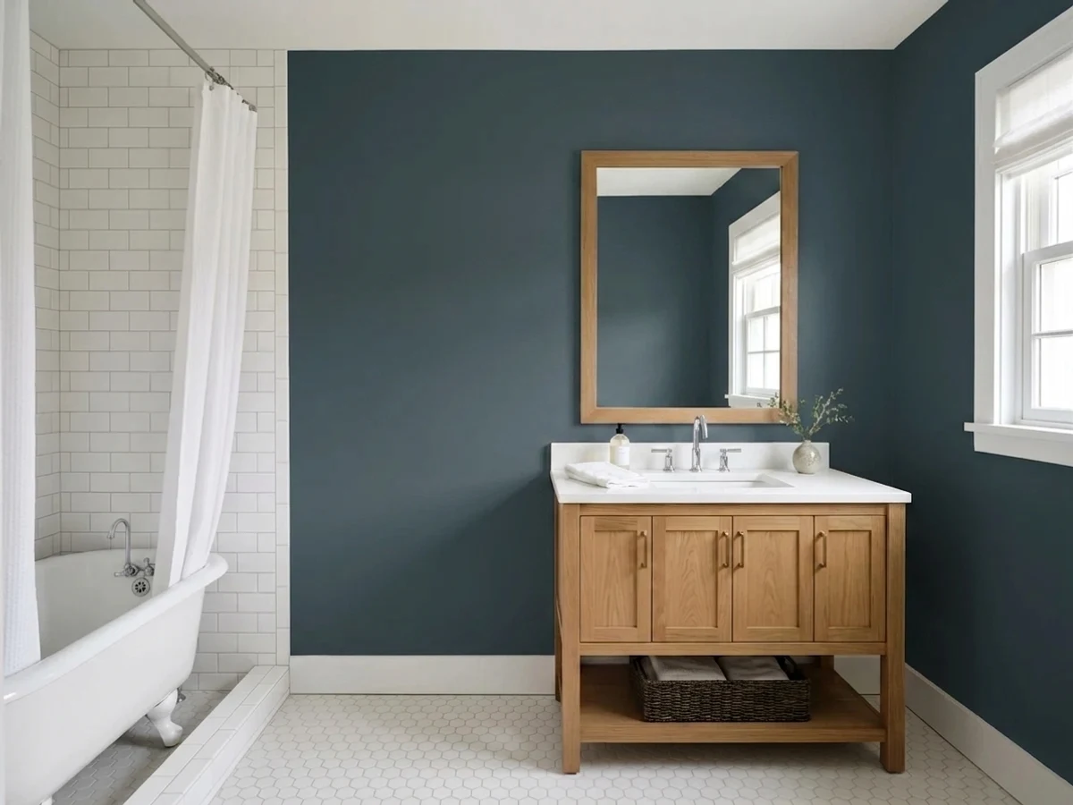 Farrow & Ball Hague Blue in a bathroom