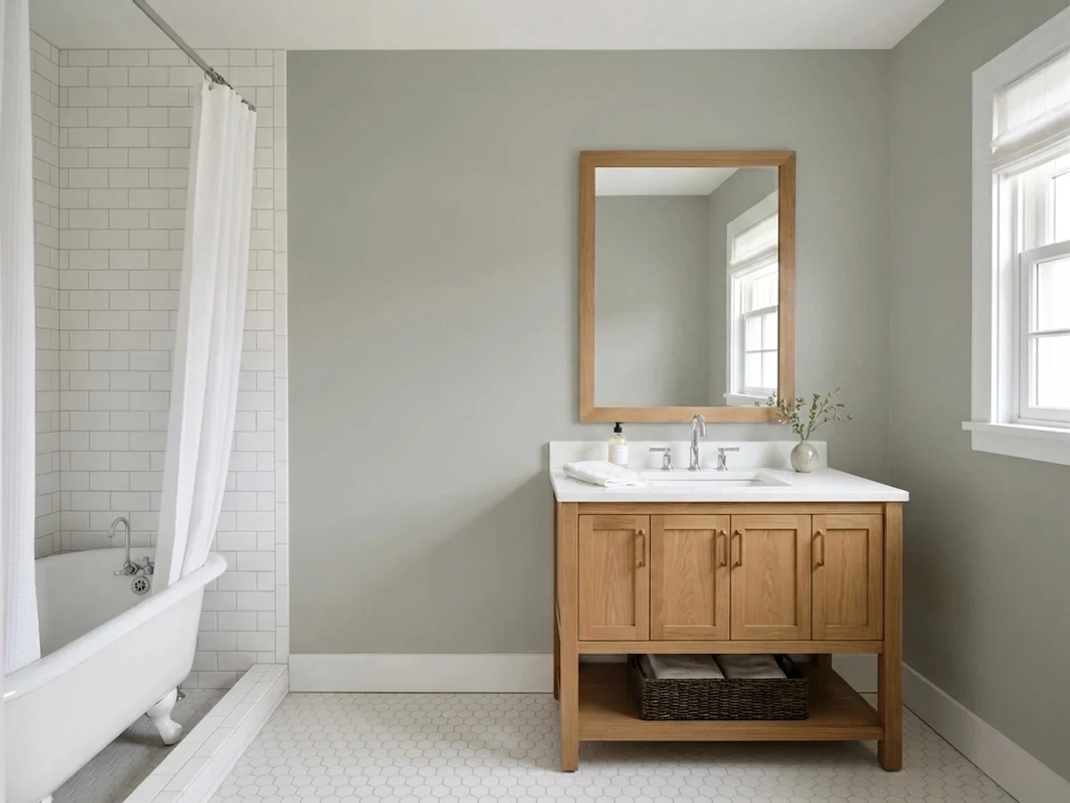 Farrow & Ball Pigeon in a bathroom