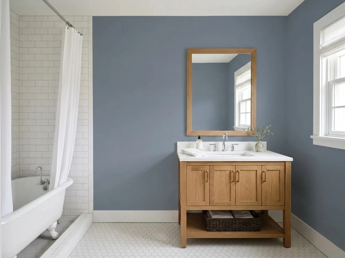 Sherwin-Williams Denim in a bathroom