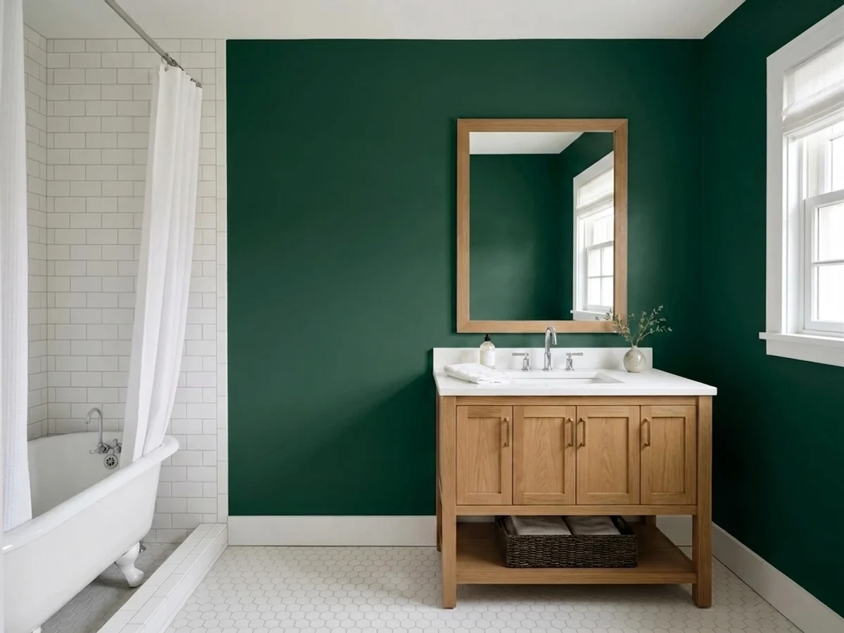 Sherwin-Williams English Ivy in a bathroom