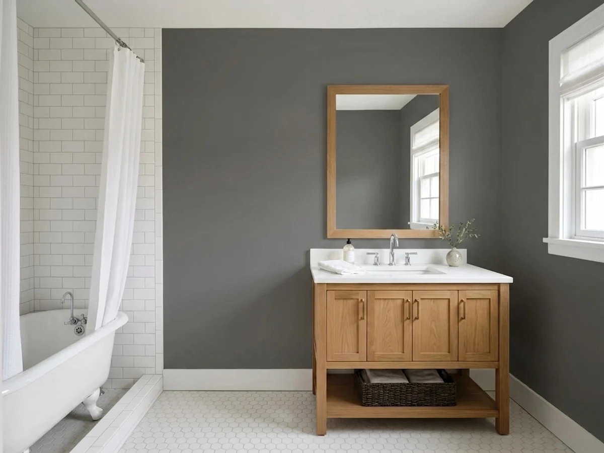 Sherwin-Williams Forged Steel in a bathroom