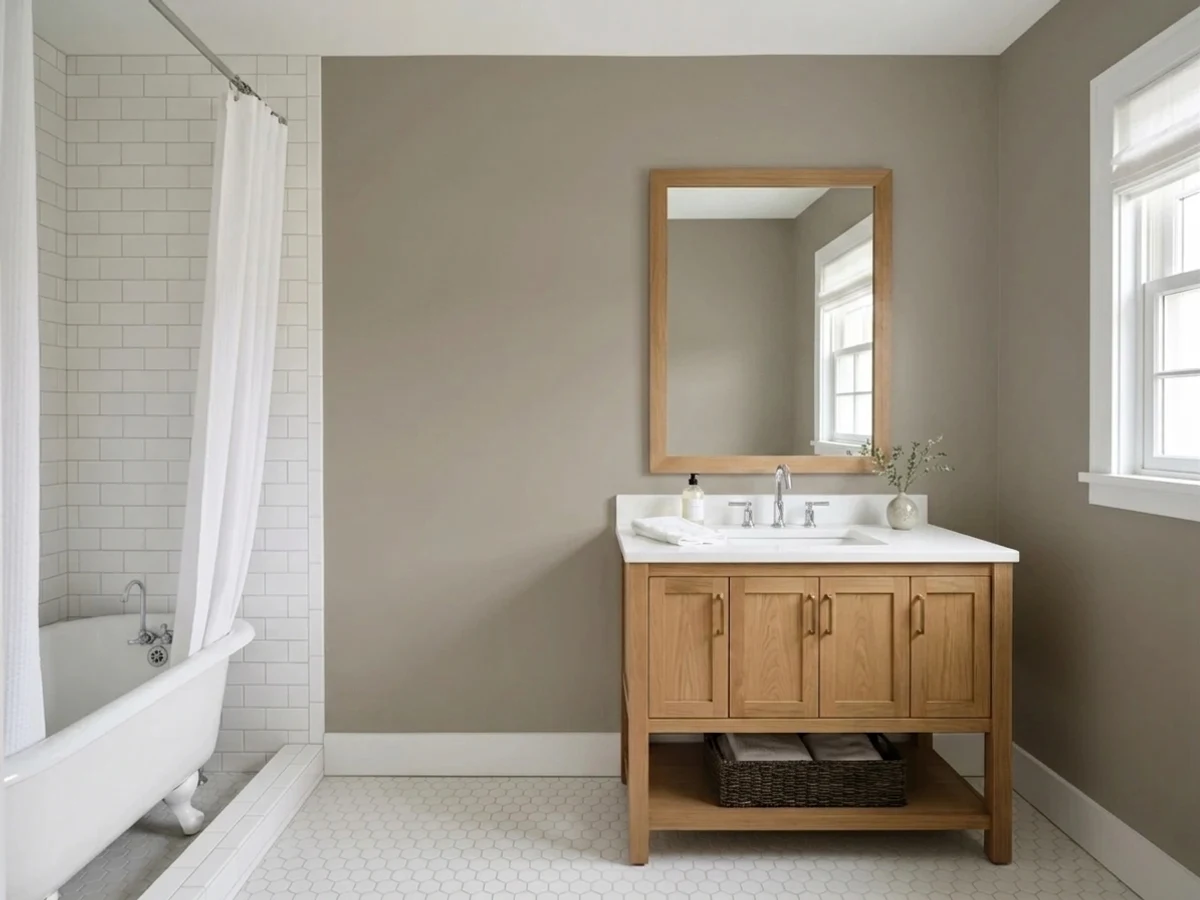 Sherwin-Williams Pavestone in a bathroom