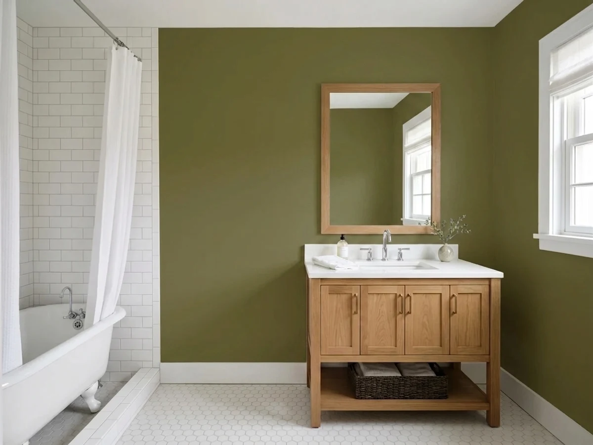 Sherwin-Williams Saguaro in a bathroom