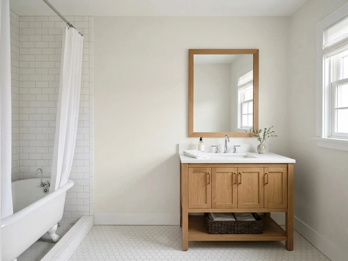 Sherwin-Williams Snowbound in a bathroom