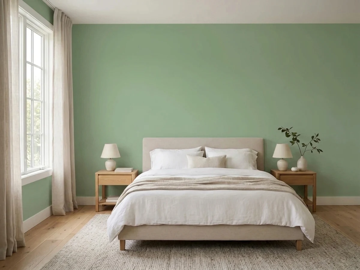 Behr Bitter Sage in a bedroom