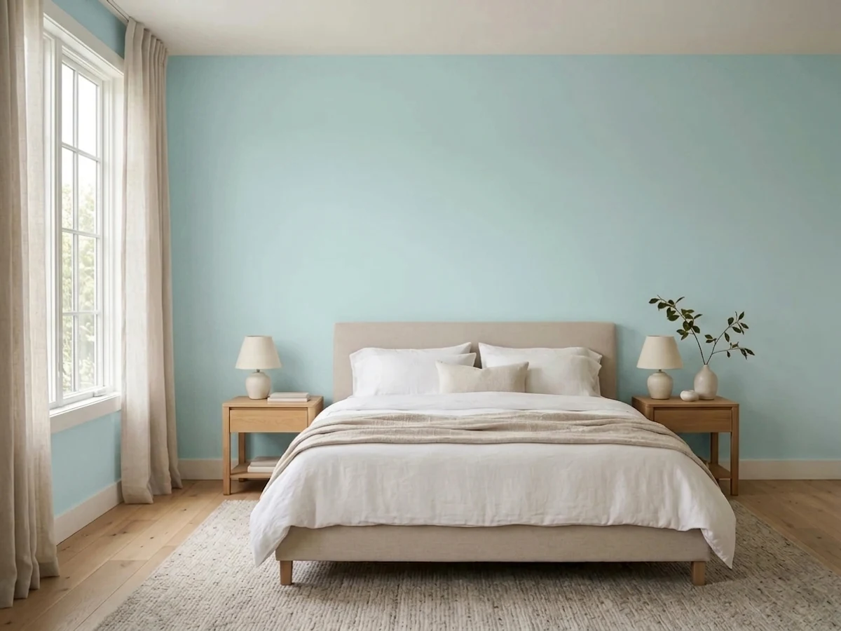 Benjamin Moore Blue Hydrangea in a bedroom
