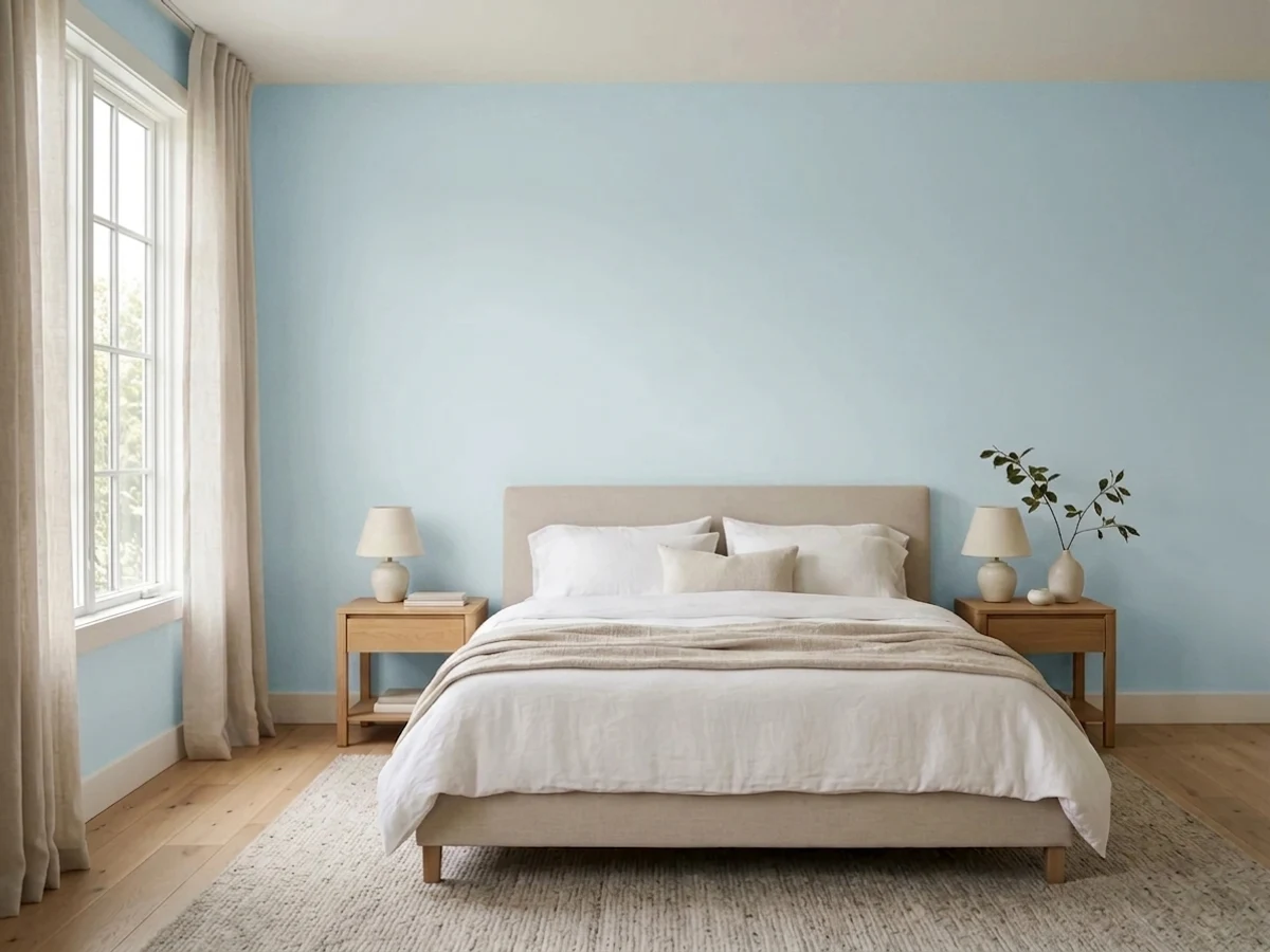 Benjamin Moore Breath of Fresh Air in a bedroom