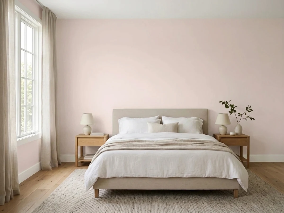 Benjamin Moore First Light in a bedroom