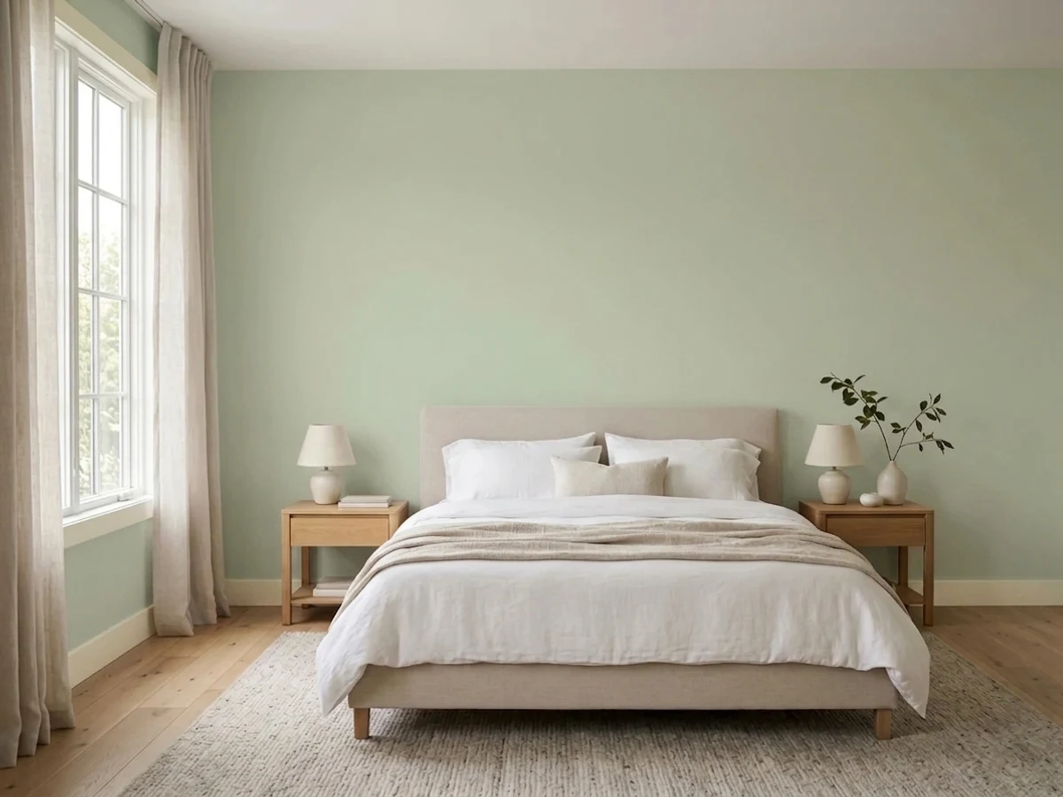 Benjamin Moore Hancock Green in a bedroom