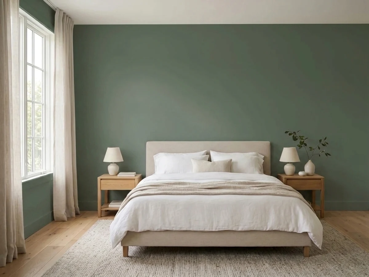 Benjamin Moore Holiday Wreath in a bedroom