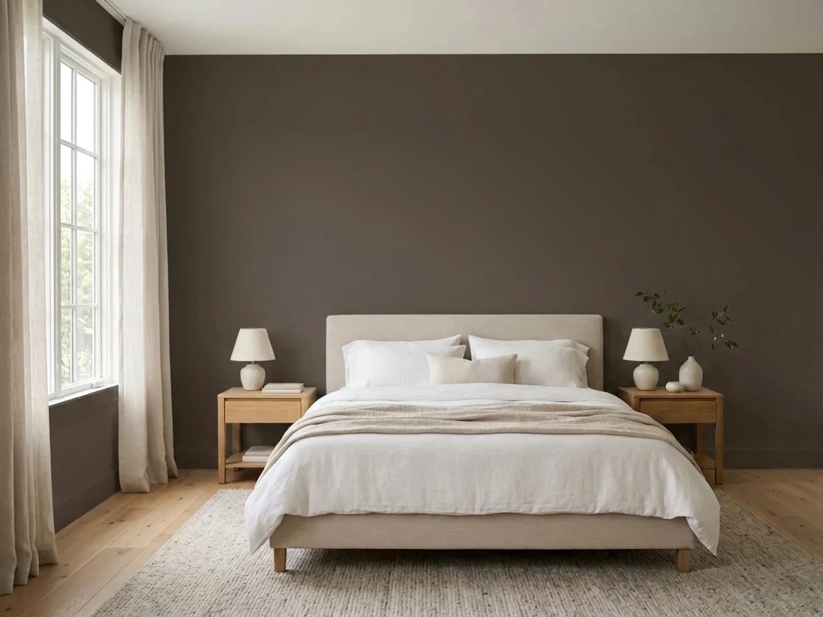 Benjamin Moore Oxford Brown in a bedroom
