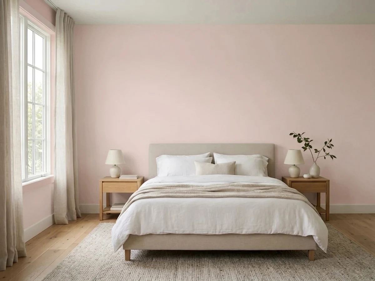 Benjamin Moore Pale Cherry Blossom in a bedroom