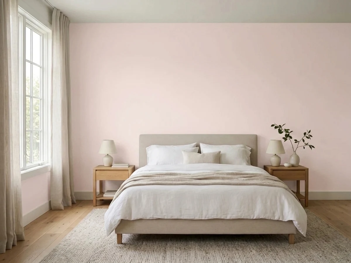 Benjamin Moore Pink Bliss in a bedroom